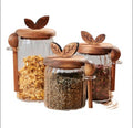 Set of 3 Glass Jars With Wood Spoons