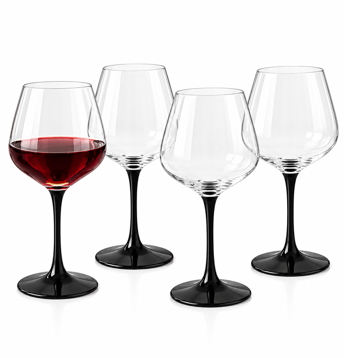 Elegant Black Stem Wine Glass Set-12 pcs