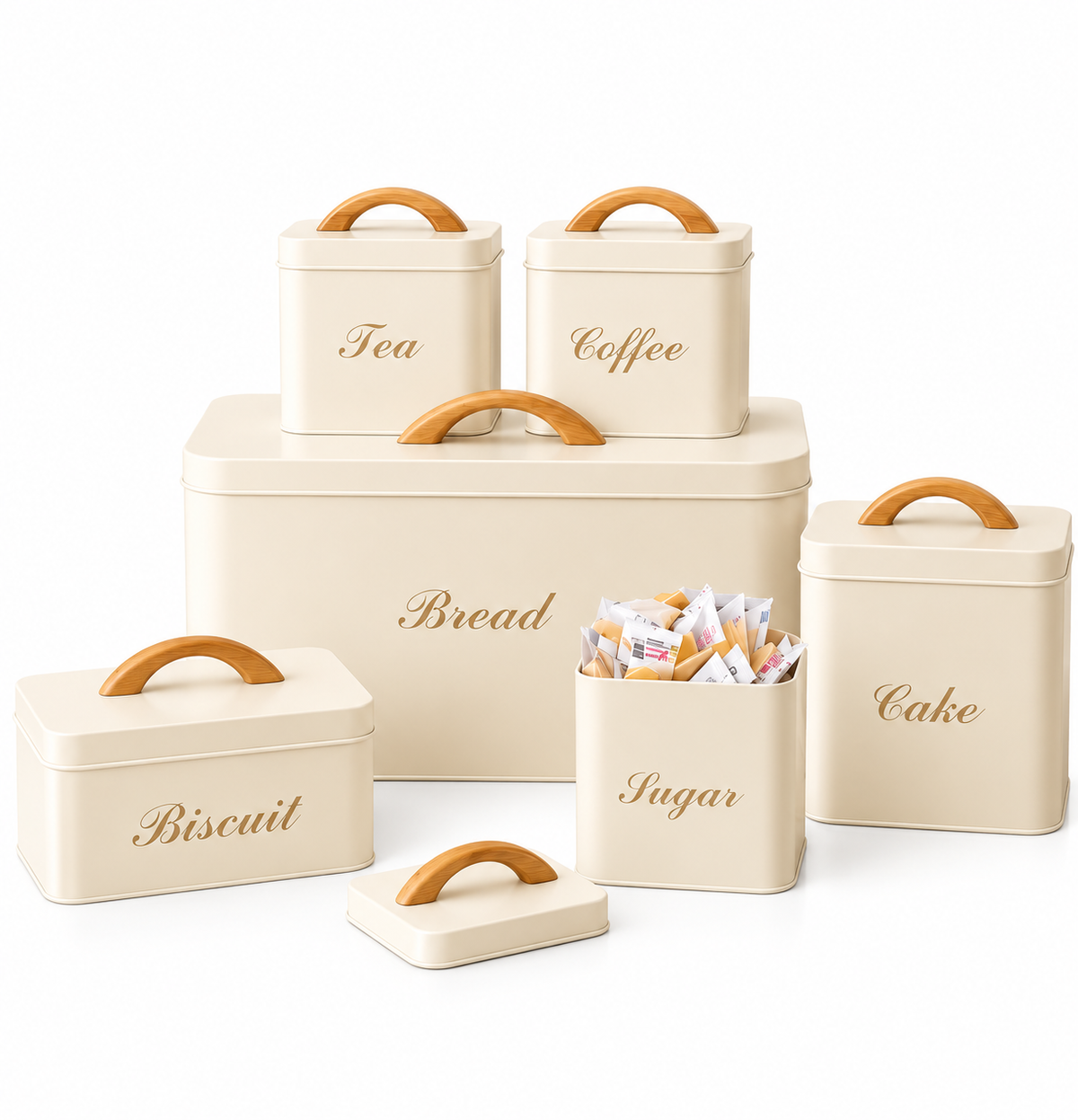 Elegant Cream Kitchen Canister Set – 6 Pieces