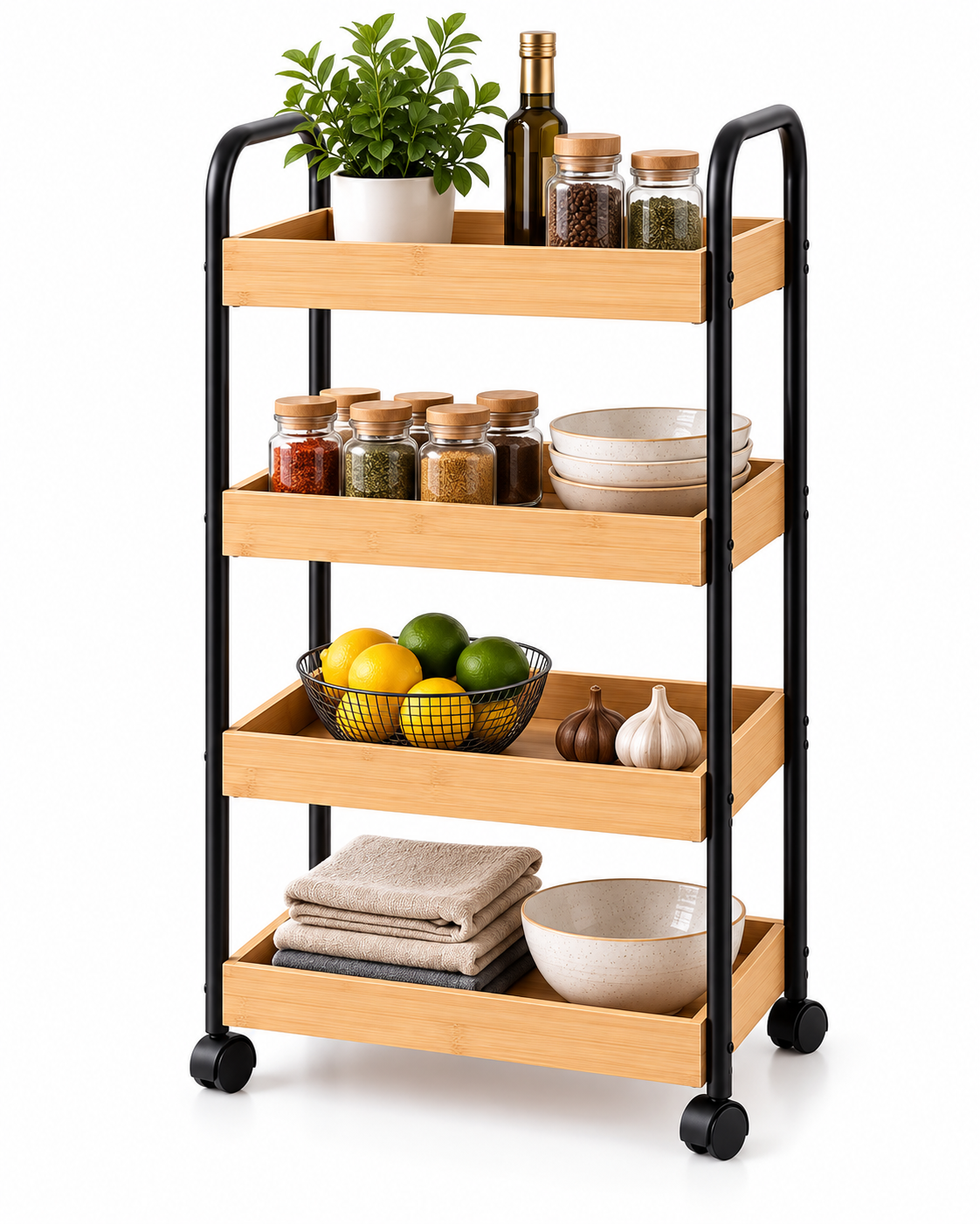 Multi-Purpose 4-Tier Rolling Storage Cart