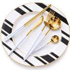White/Gold Stainless Steel Flatware Set – 60-Piece Service for 12