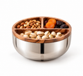 Stainless Steel Serving Bowl with Wooden Compartments – 22.5 cm