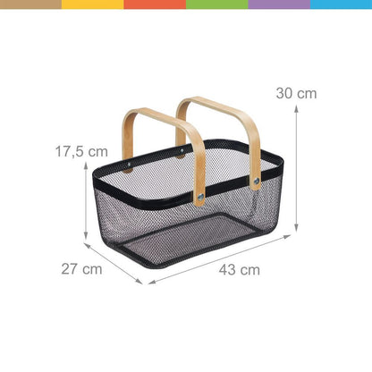 1pcs Storage Basket with Wooden Handles