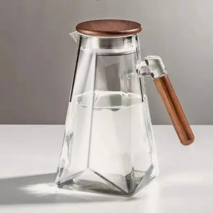 Glass Pitcher with Woden handle