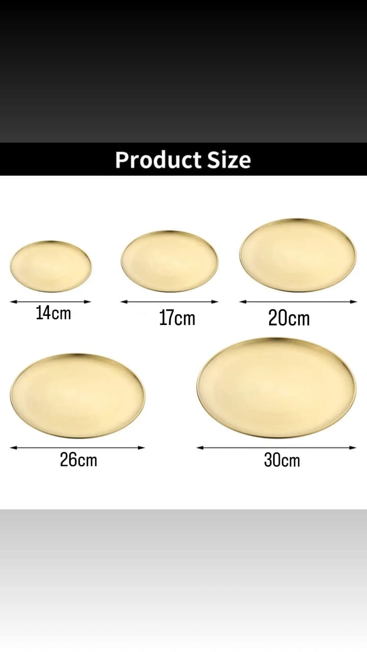 1pcs Elegant Gold Stainless Steel plates for breakfast