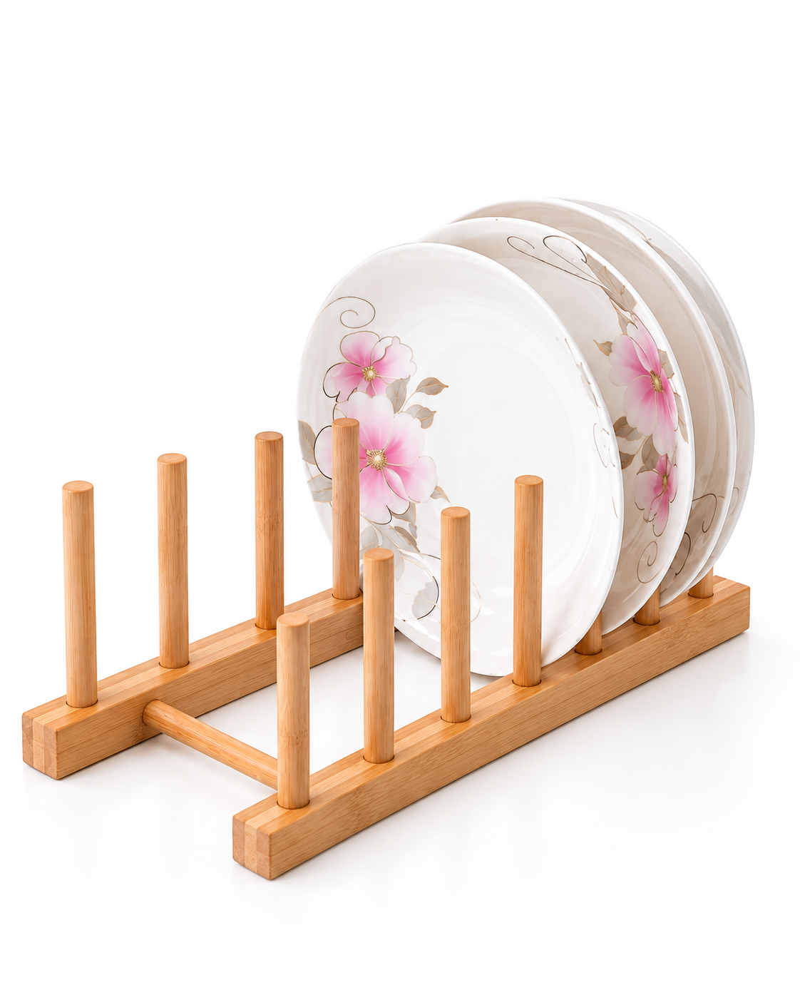 Bamboo Wooden Plate Rack