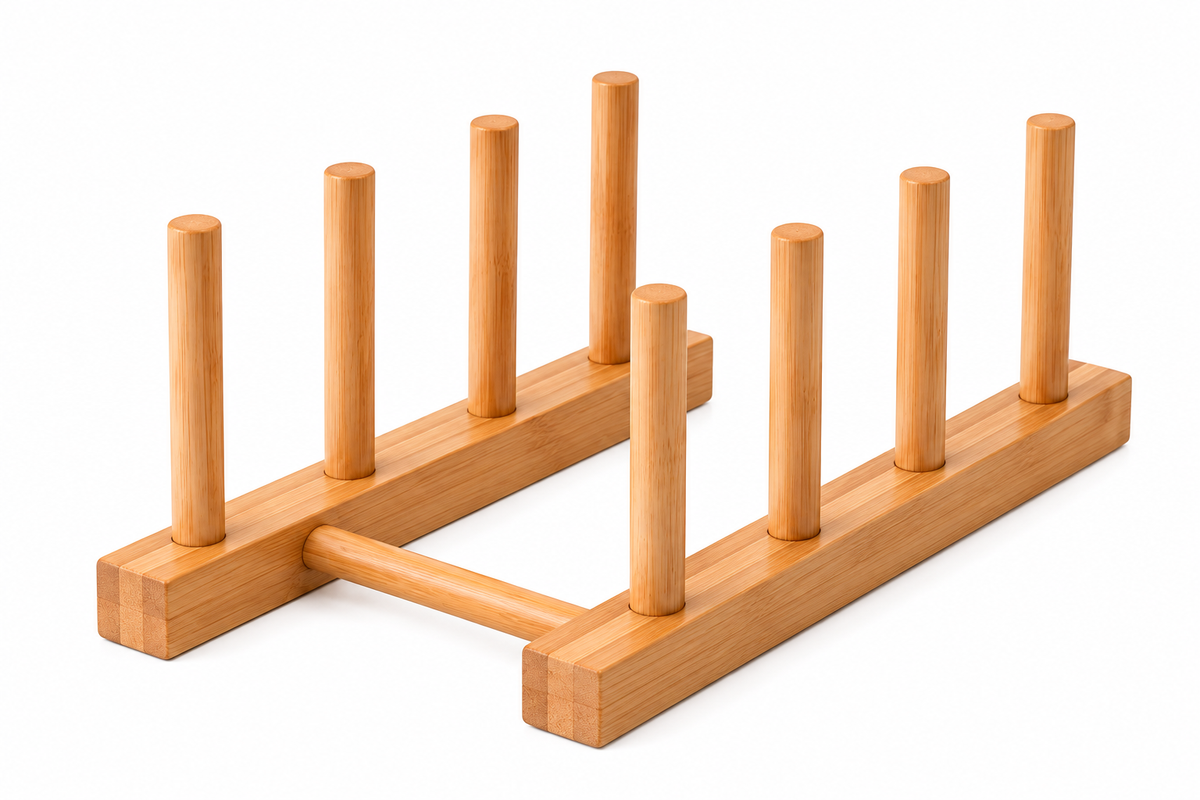 Bamboo Wooden Plate Rack