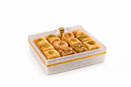 Elegant Crystal Dessert Serving Box with Gold Details