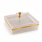 Elegant Crystal Dessert Serving Box with Gold Details