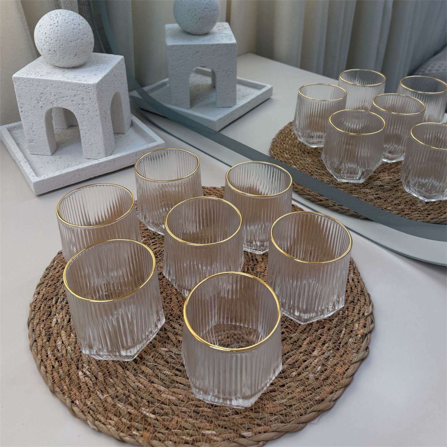 12 pcs Cups With Gold Rim
