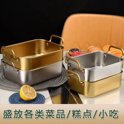 Stainless steel and golden oven trays