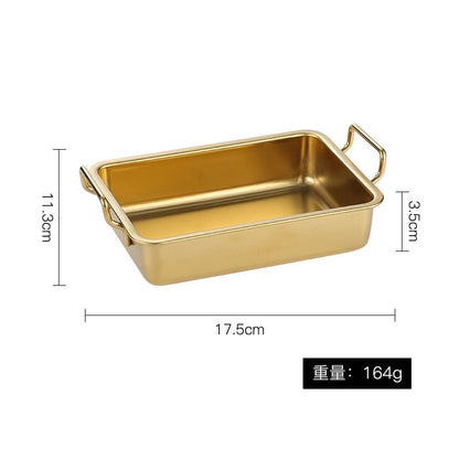Stainless steel and golden oven trays