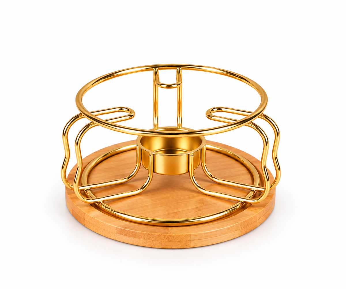 Metal Candle Warmer Stand with Wooden Base