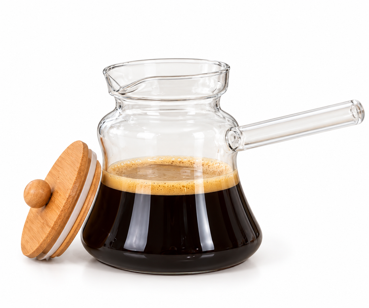 Large Glass Coffee Carafe with Wooden Lid
