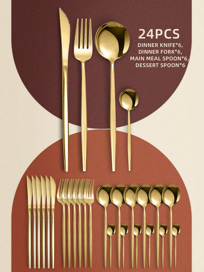 24-Gold Stainless Steel Cutlery Set