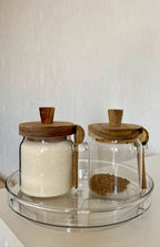 Set of 3 Glass Jars with Wood Spoons