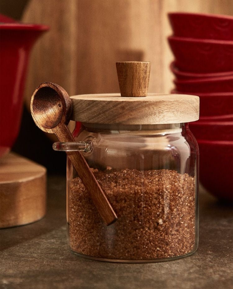 Set of 3 Glass Jars with Wood Spoons