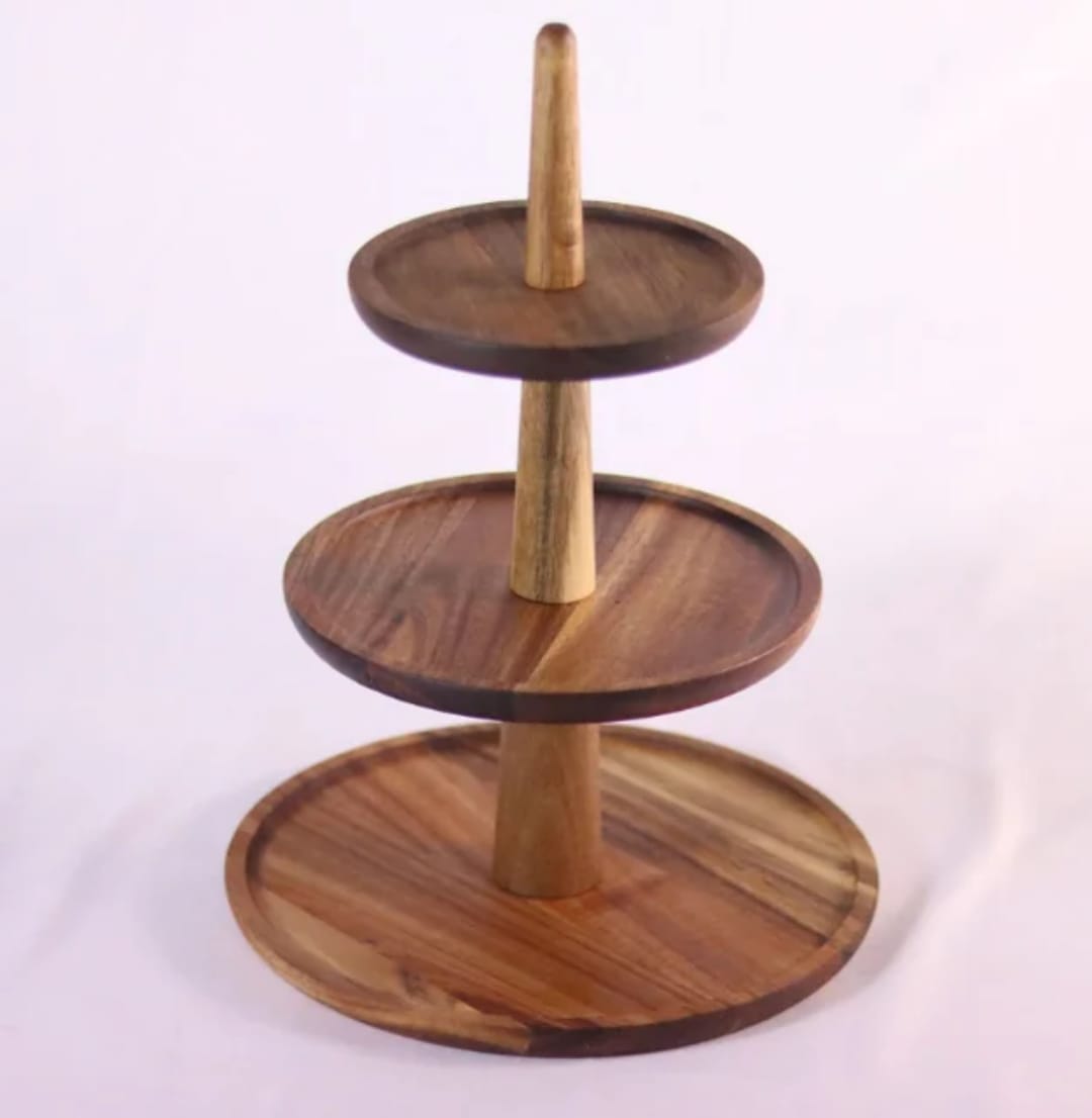 3-Tier Wooden Serving Stand