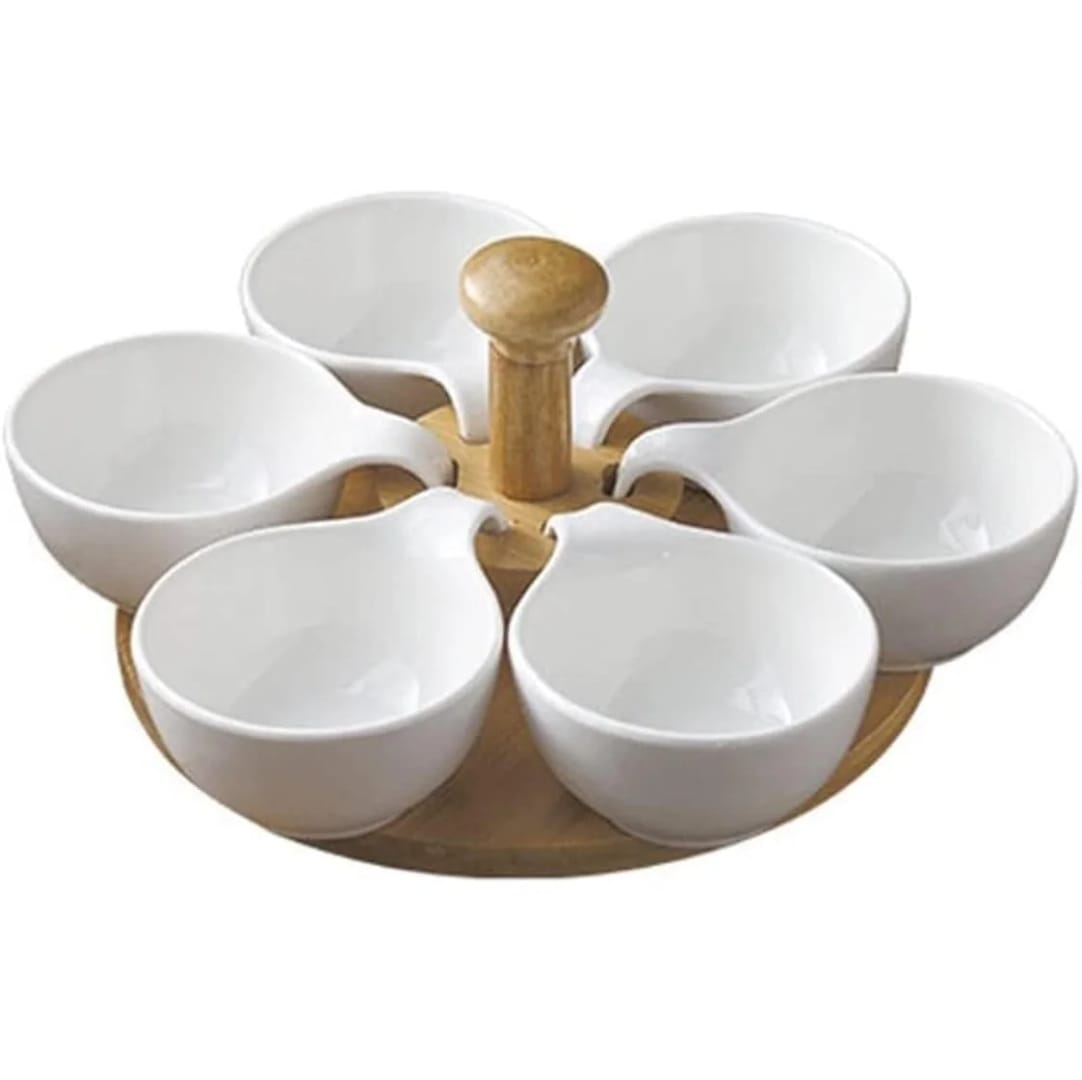 6-Section Serving Set with Wooden Stand