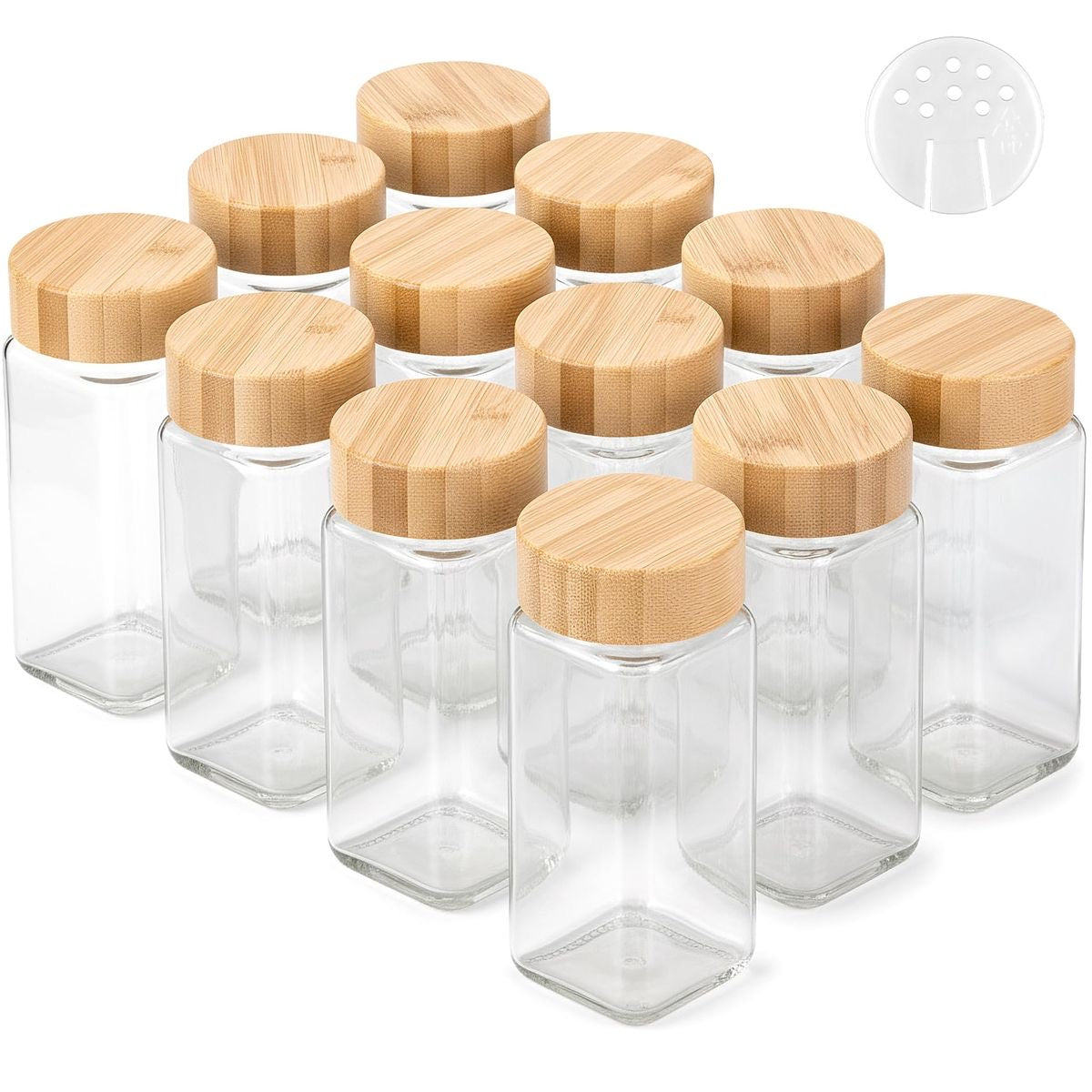 Spice Jars Shaker Bamboo Lid (set 12)