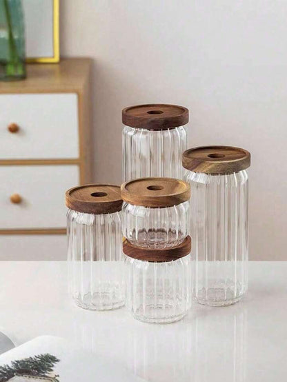 Wood Sealed Glass Jar
