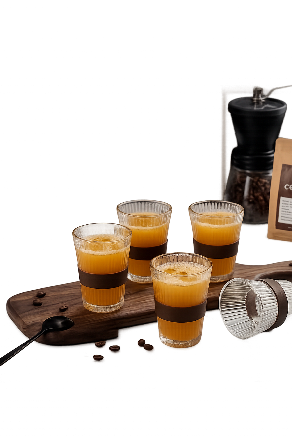 6 Glass Cups with Middle Wood