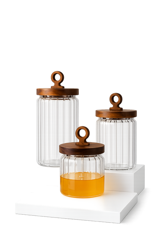 Honey Storage Jar with Wooden Lid
