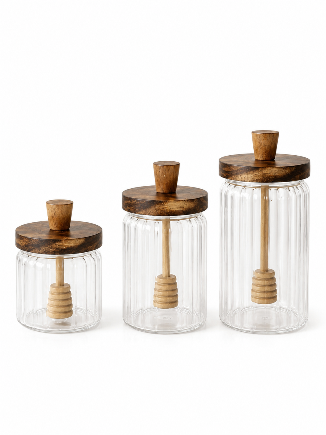 Honey Jar Set with Wooden Lids