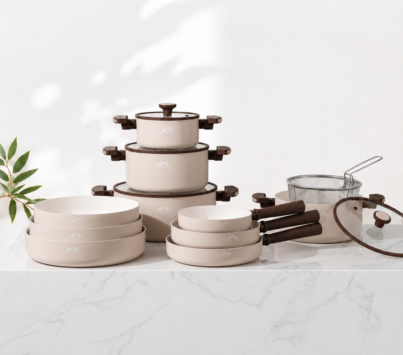 15-Pieces Healthy Ceramic Granite Cookware Set