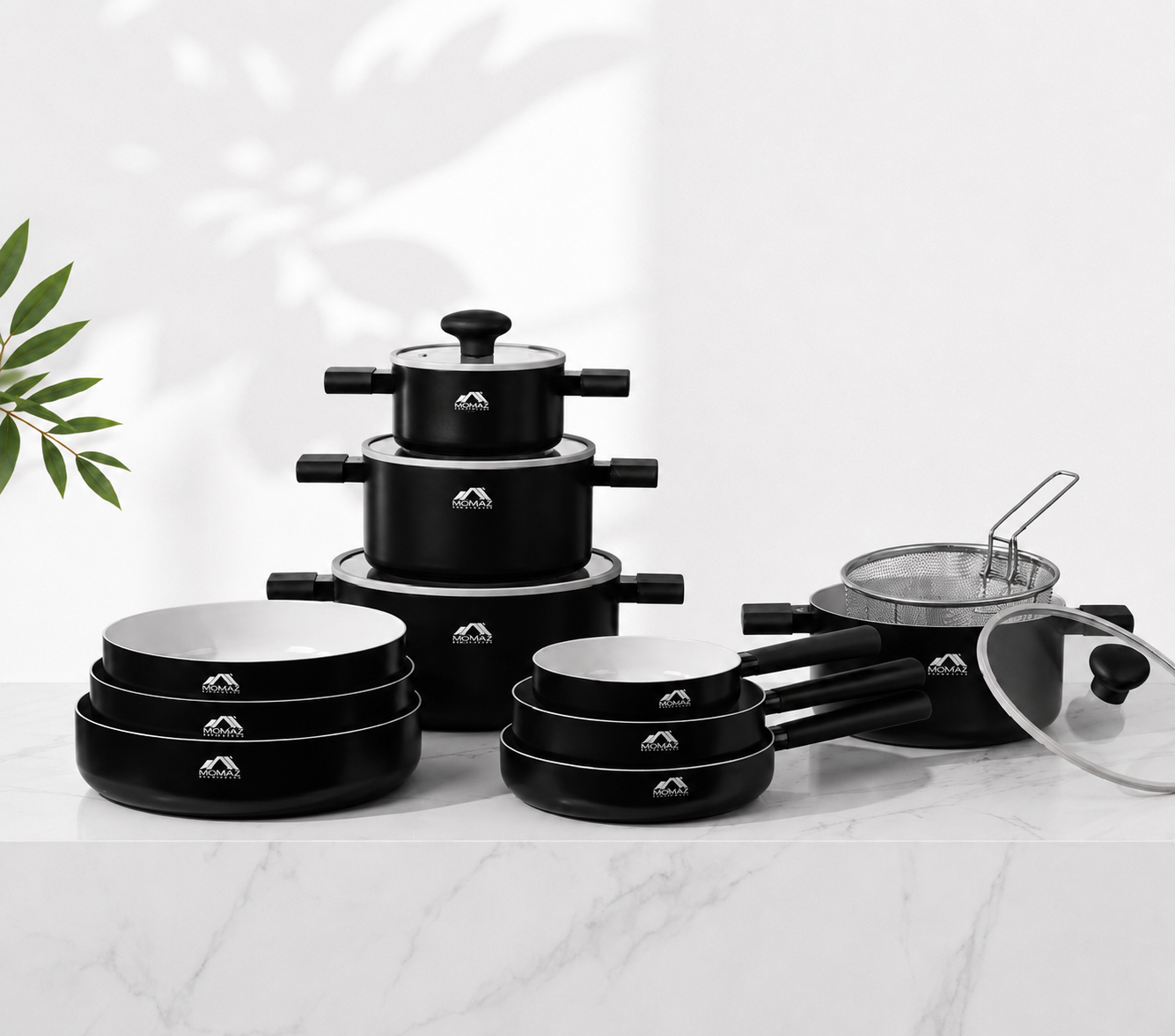 15-Pieces Healthy Ceramic Granite Cookware Set