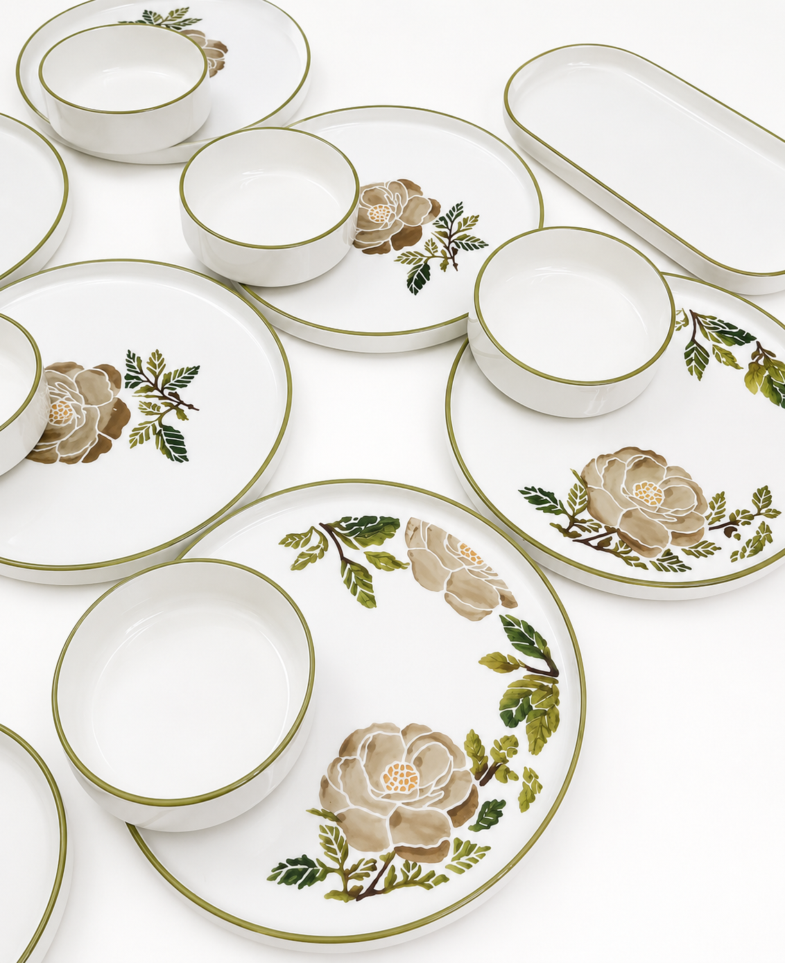 14pcs Flower Ceramic Breakfast Set