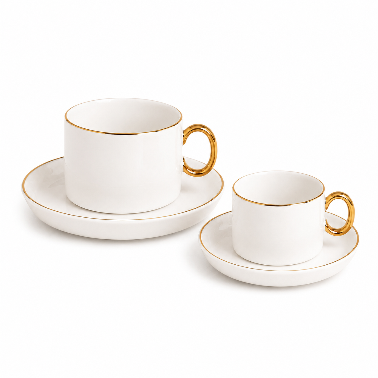 Coffee and Tea Cups with Gold Handel