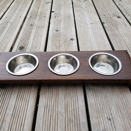Serving wood with 3 stainless Bowls