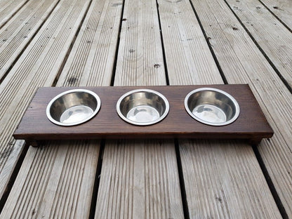 Serving wood with 3 stainless Bowls