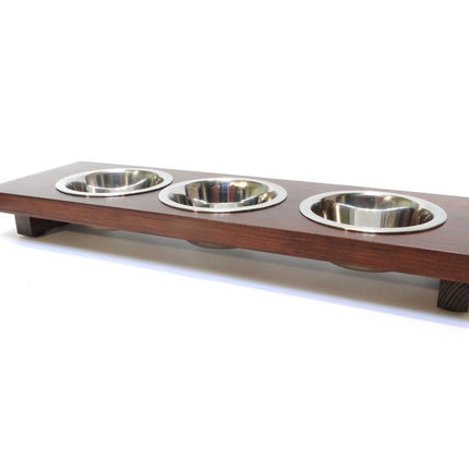 Serving wood with 3 stainless Bowls