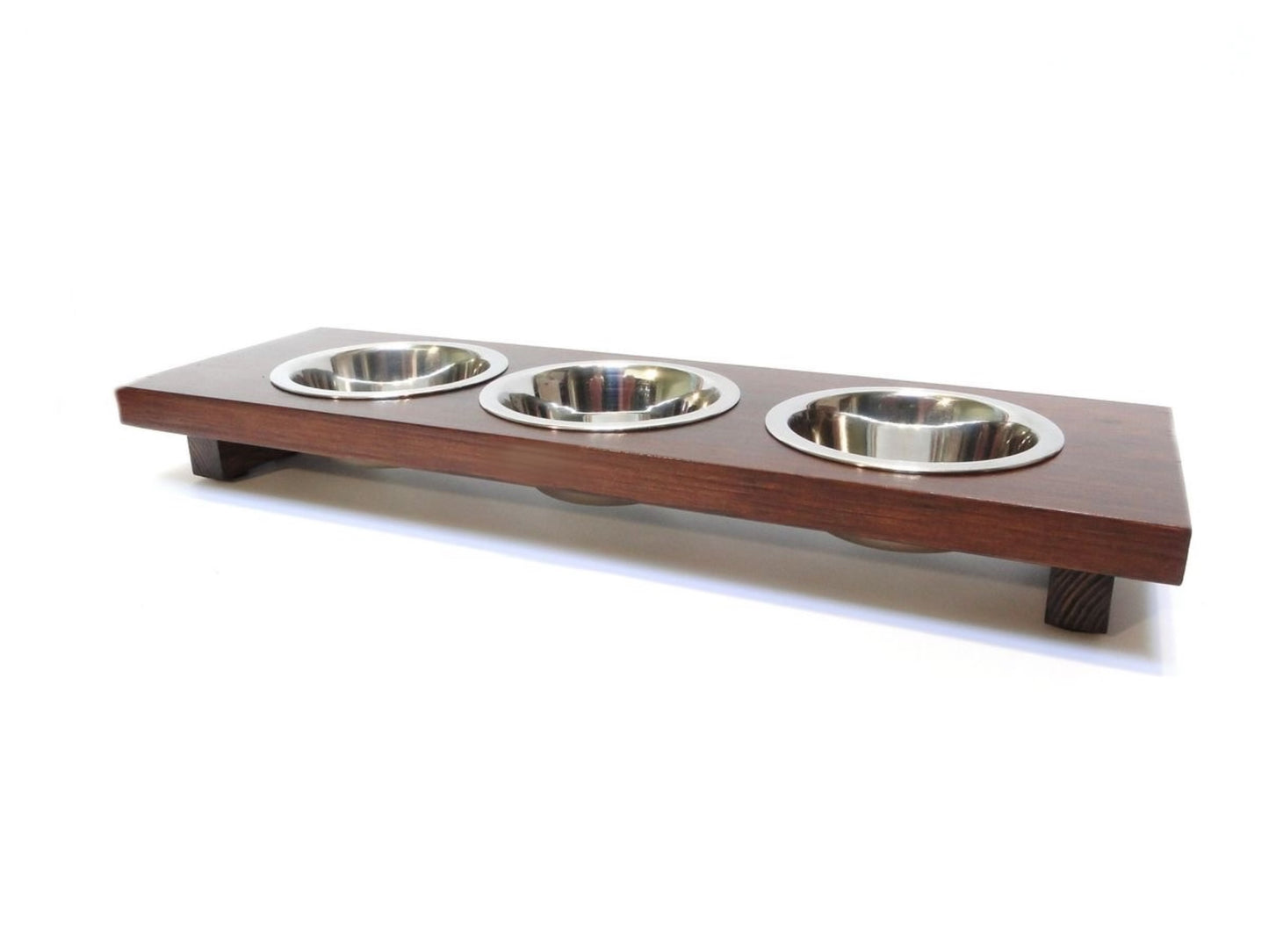 Serving wood with 3 stainless Bowls