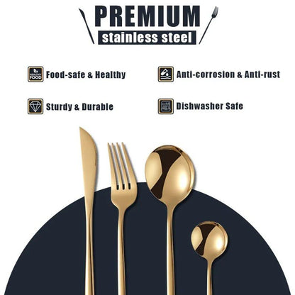 48pcs Gold Stainless Steel Cutlery Set