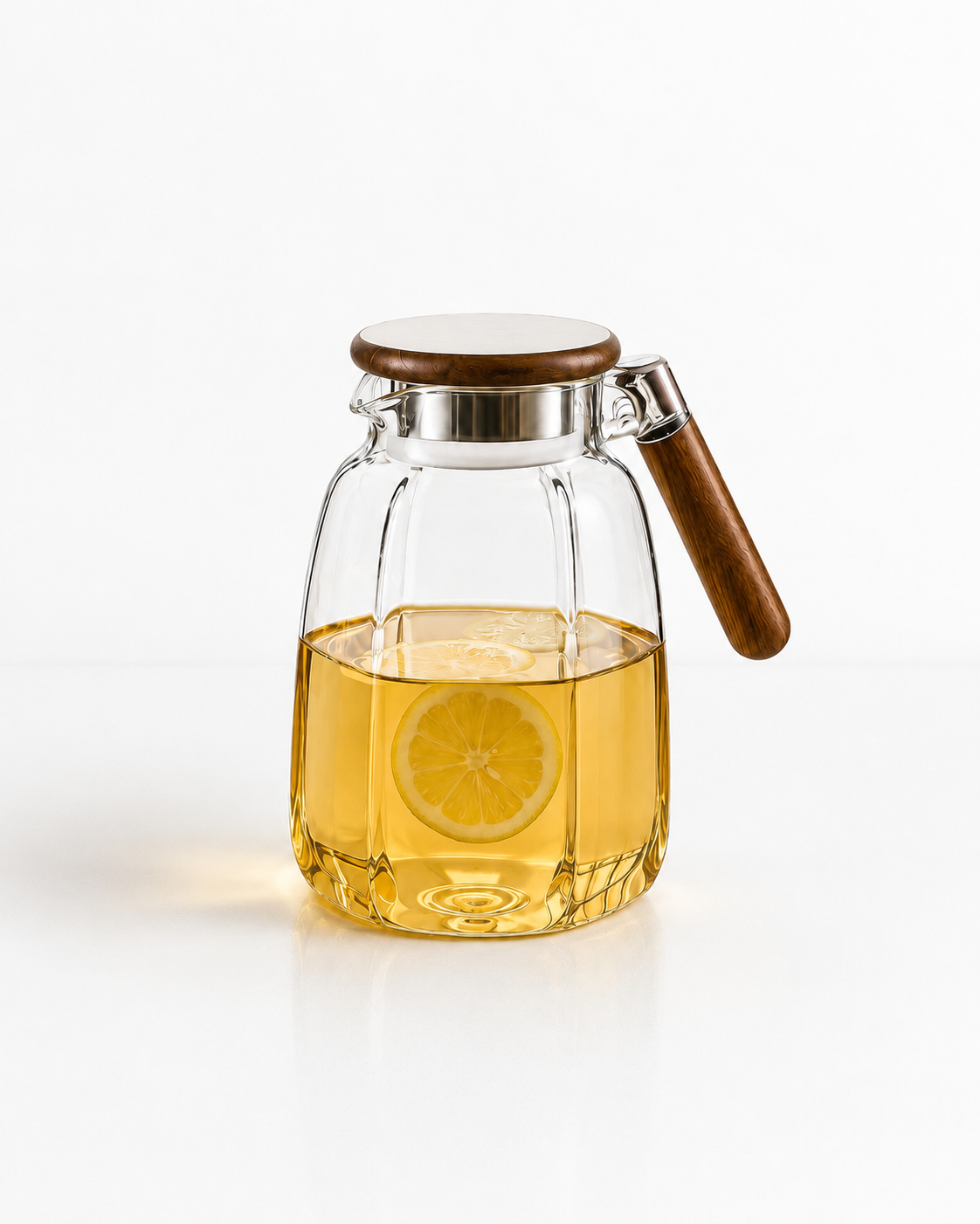 Glass Pitcher with Wooden Handle