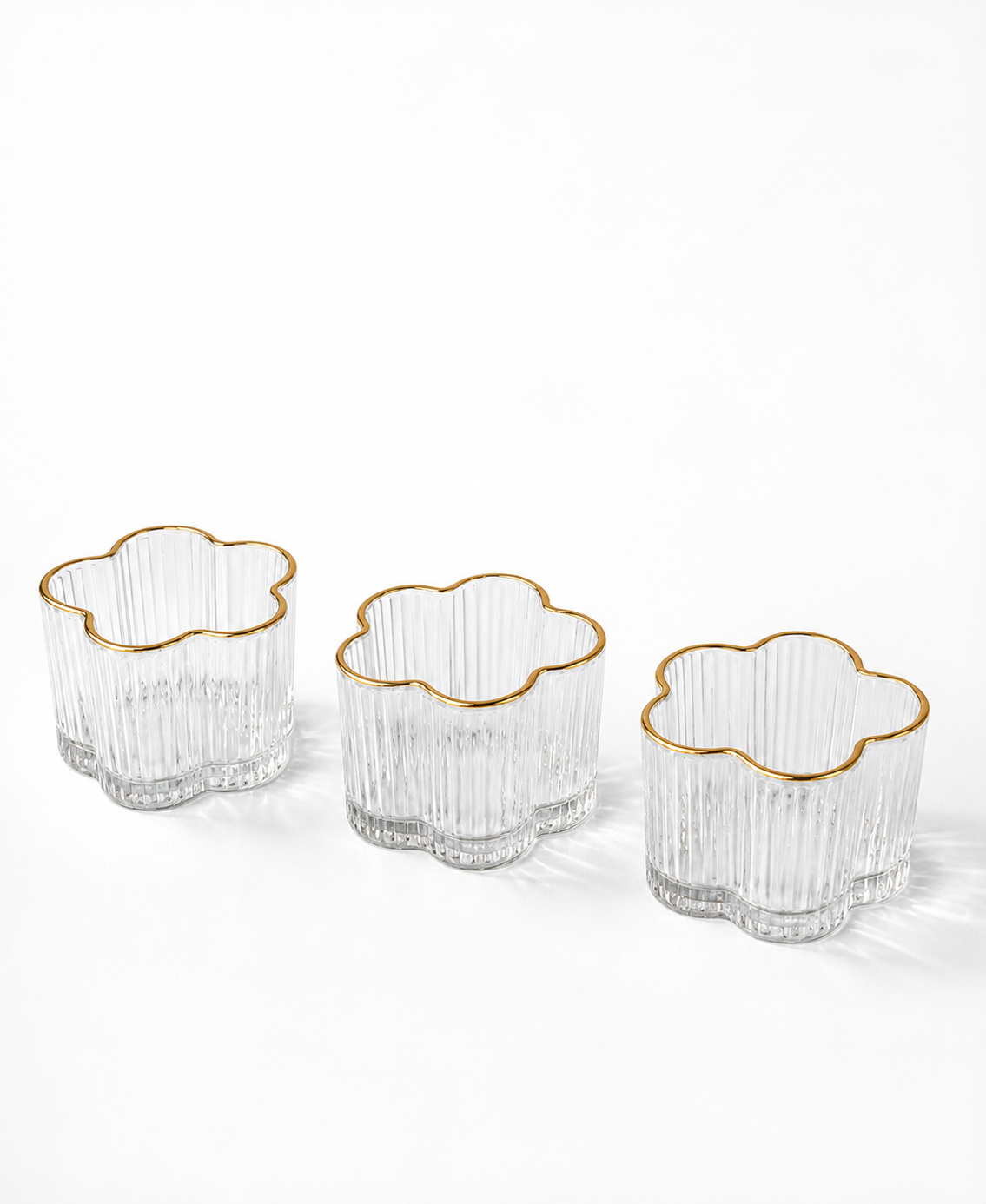 Flower Glass Bowl with Gold Rim