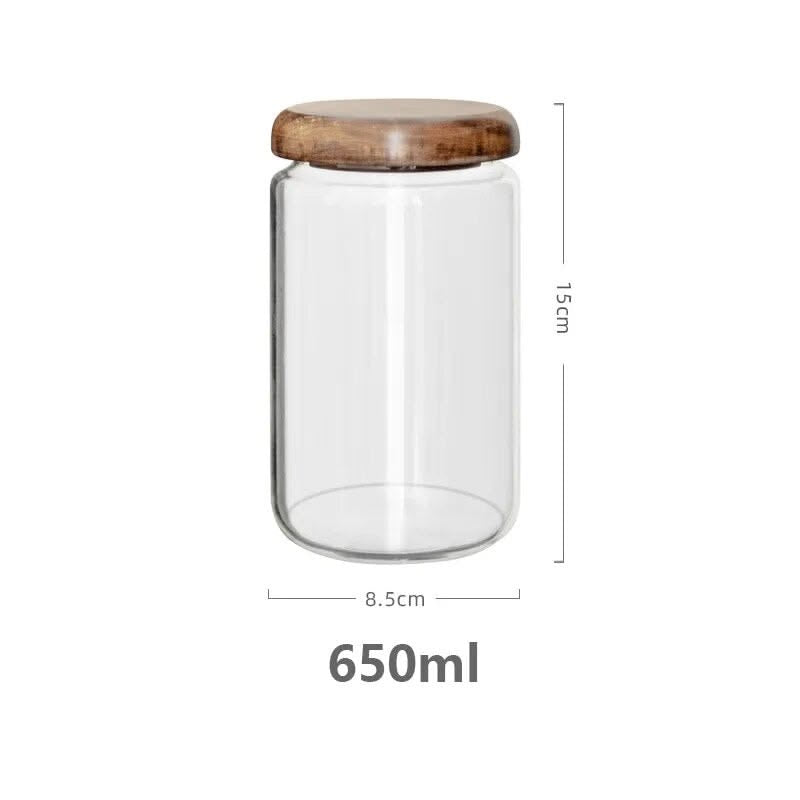 650ml Glass Storage Jar with Wooden Lid