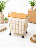 Gold Laundry Basket with Bamboo Lid