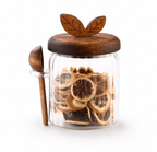 Wooden & Glass Storage Jar Set with Wood spoons