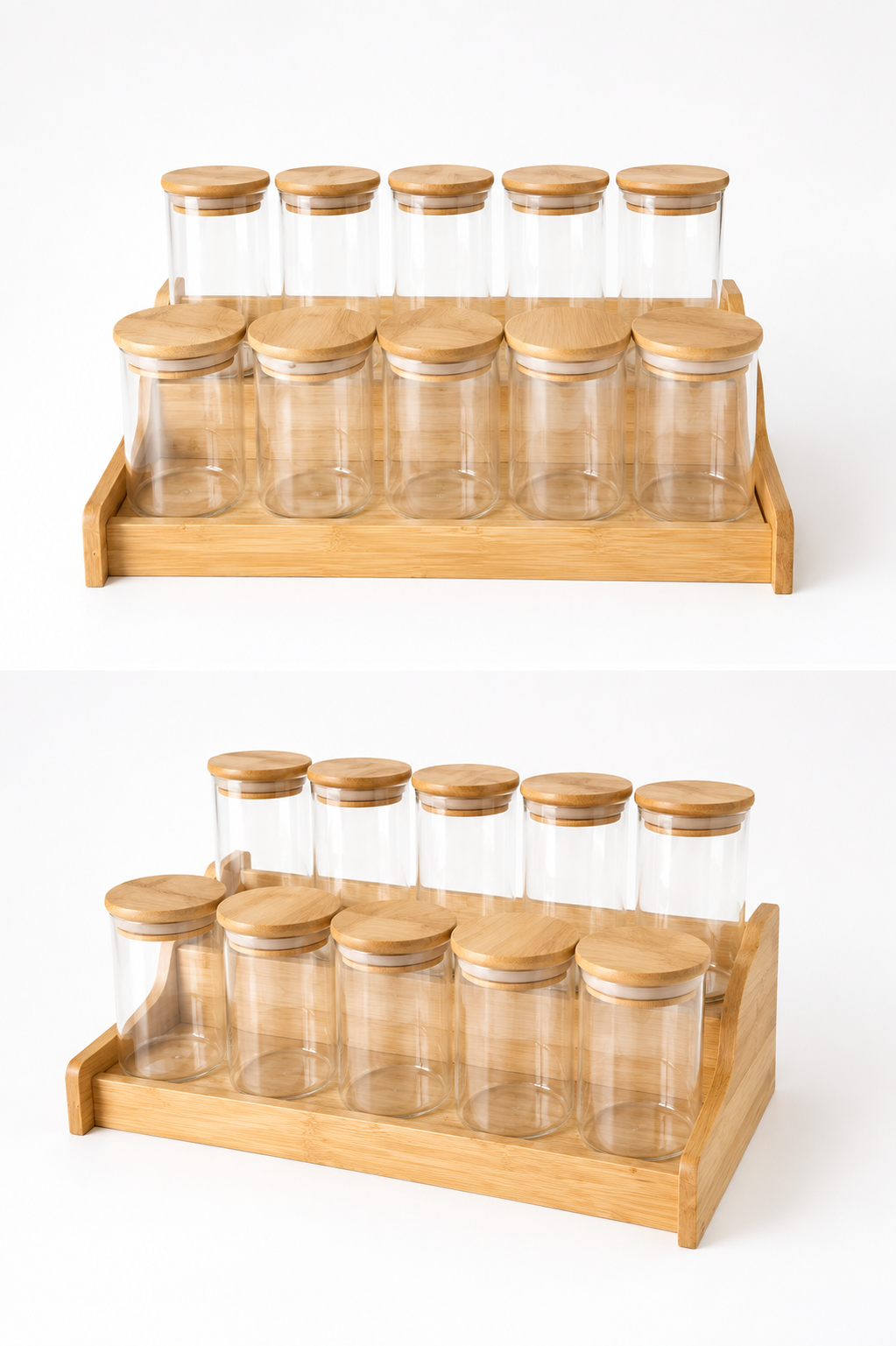 12 Bamboo Spices Jars Organizer Set