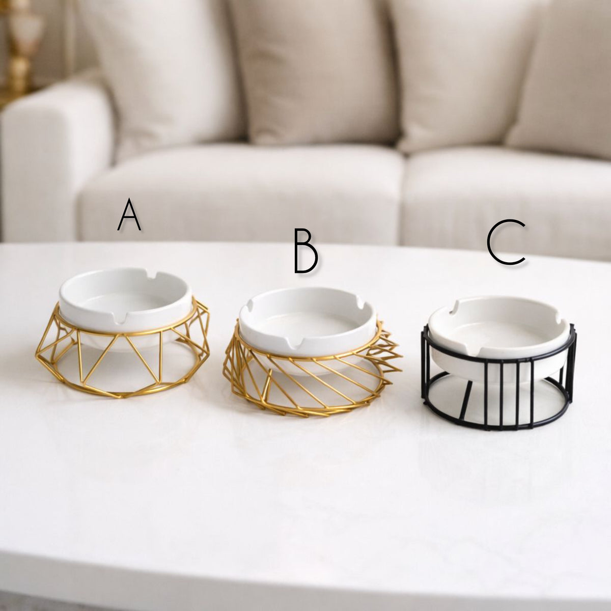 Luxury Ceramic Ashtray with Metal Stand