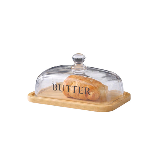 Butter with Bamboo Base & Glass Cover