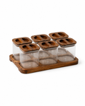 6 Transparent Glass and Wood Containers