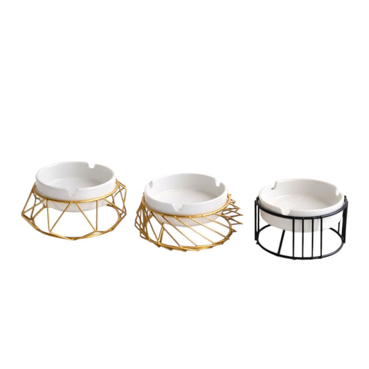 Luxury Ceramic Ashtray with Metal Stand
