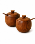 Wooden Sugar & Condiment Jars Set