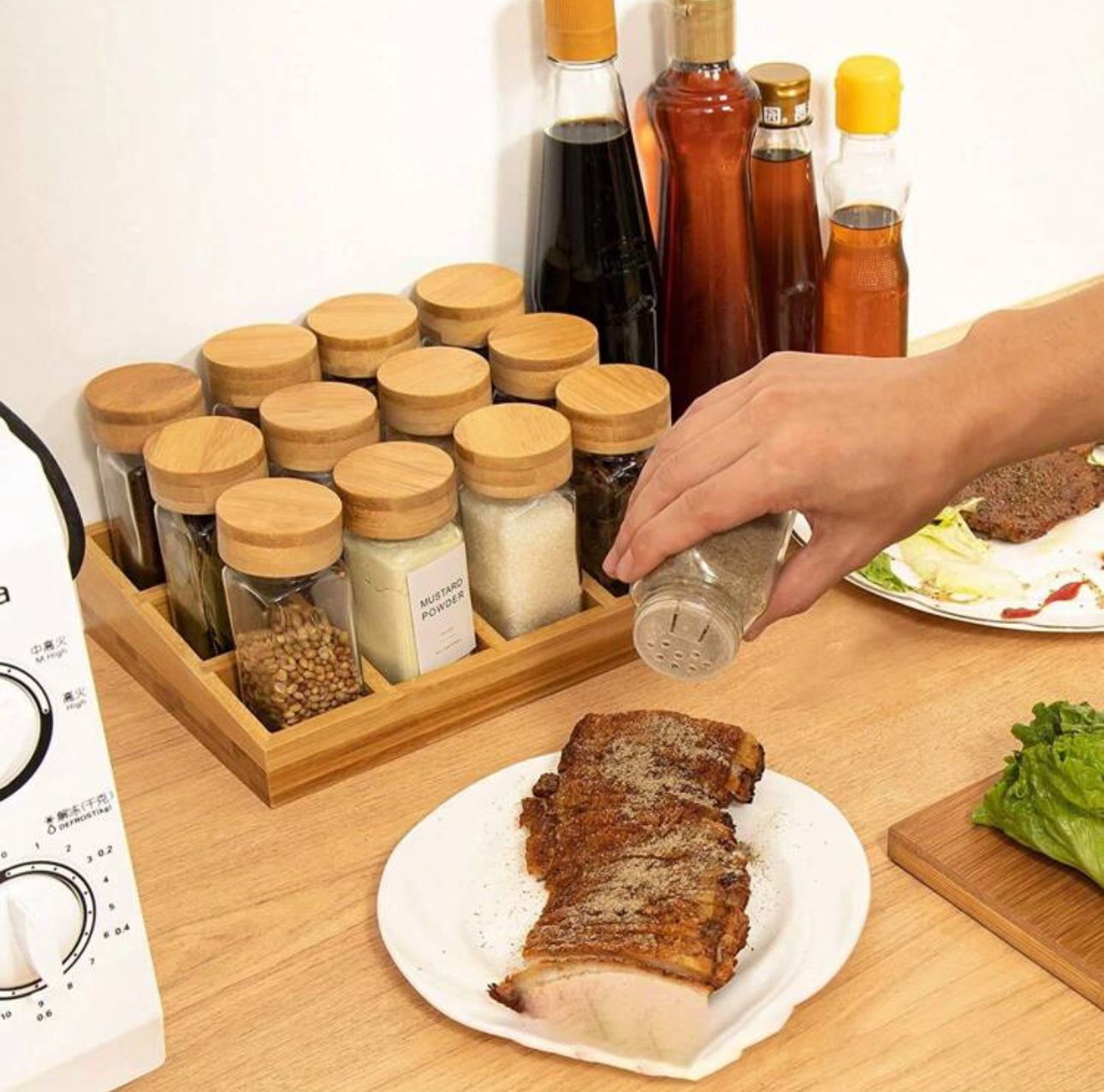 Bamboo Glass Bottle 120ml Organizer