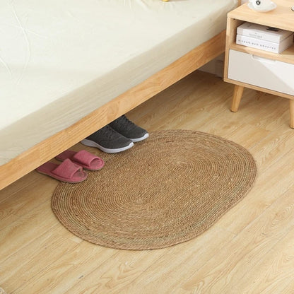 Natural braided oval jute rug